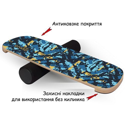 Деревянный балансборд SwaeyBoard Grip Track с пробковым покрытием фетровый валик 10 см до 120 кг фото 2