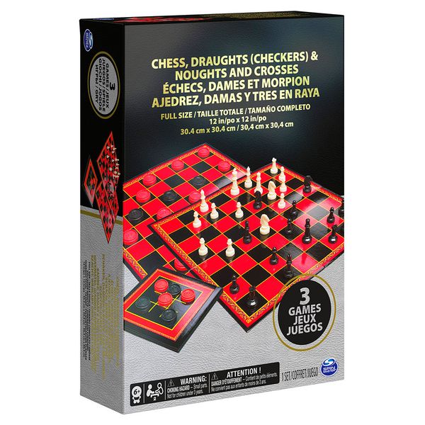 Настільна гра 3-в-1 Spin Master "Шахи, шашки та хрестики-нуліки" 36х36 см фото 1