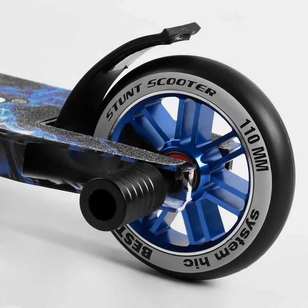 Трюковый самокат Best Scooter Graffity Fire HIC-система, пеги, колёса 110 мм синий 74609 фото 5