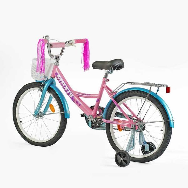 Велосипед підлітковий двоколісний 20" CORSO Maxis прикраси кошик доп колеса рожевий з блакитним CL-20211 фото 3