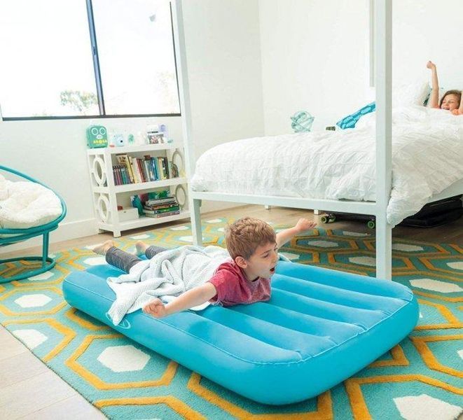 Велюровий надувний матрац Intex Junior дитячий одномісний 157x88x18 см для сну та відпочинку блакитний 66803Blue фото 2
