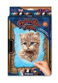 Вишивка гладдю за номерами на підрамнику Danko Toys Котик VGL-01-03 фото 1