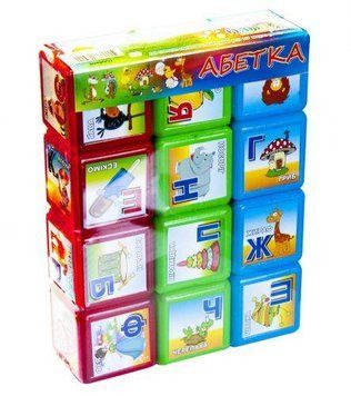 Развивающие кубики пластмассовые Mtoys "Абетка" (12 штук) 06042 фото 1