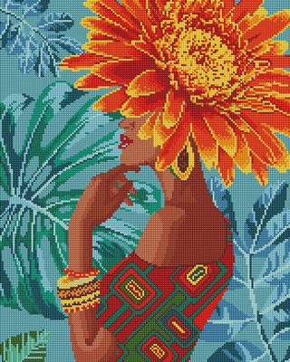 Алмазна мозаїка Brushme "Дівчина - тропічна квітка" 40х50см DBS0033 фото 1