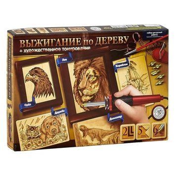 Набір для випалювання по дереву Danko Toys паяльник + 5 заготовок (укр) WD-01-02U фото 1