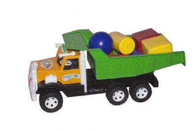 Іграшковий самоскид Бамсик Фарго-будівельник з кубиками 50 см зелений 009/8 фото 1