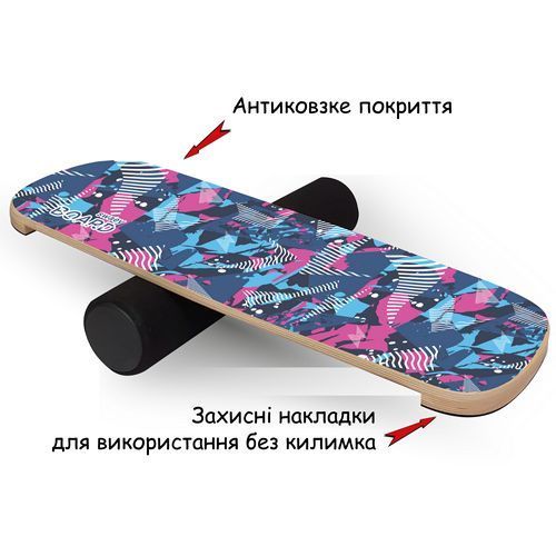 Деревянный балансборд SwaeyBoard Grip Vibes с пробковым покрытием фетровый валик 10 см до 120 кг фото 2