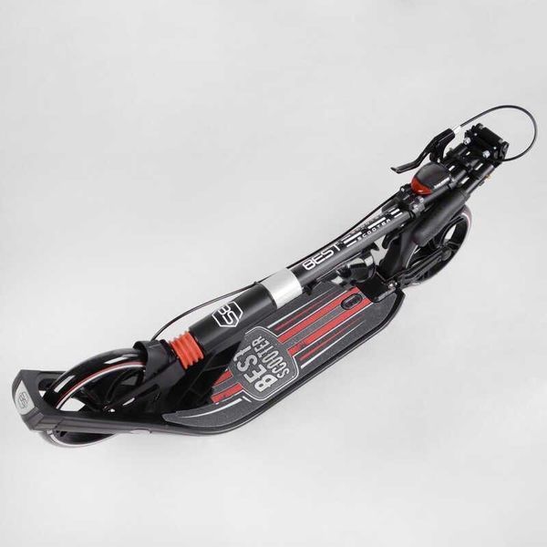 Самокат двухколесный складной с фарой ручной тормоз Best Scooter Forward черный с зеленым L-21044 фото 7