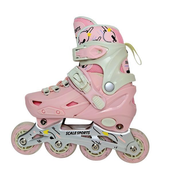 Детские раздвижные ролики 29-33 с комплектом защиты и шлемом Scale Sports LF 605 Pink подсветка колес фото 4