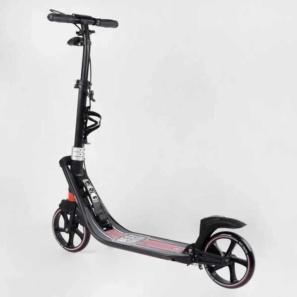 Самокат двухколесный складной с фарой ручной тормоз Best Scooter Forward черный с зеленым L-21044 фото 5