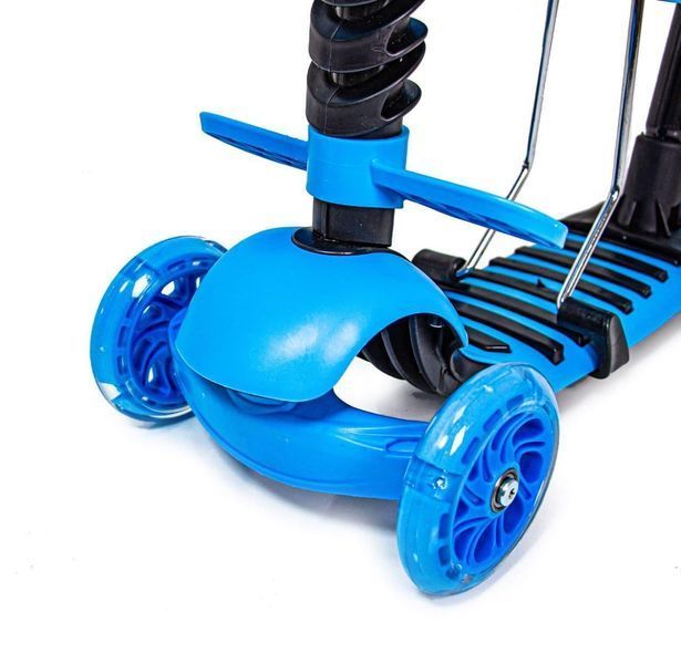 Дитячий самокат - трансформер 6 в 1 з підсвічуванням і бортиком Scooter Сонечко Blue фото 3