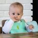 Детский нагрудник силиконовый для кормления 6м+ Babyono с застёжкой 30x28 см мятный фото 4