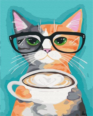 Картина за номерами BrushMe "Кіт і кава" 40х50см BS22698 фото 1