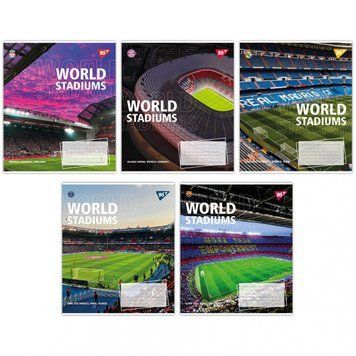 Набір учнівських зошитів Yes World stadium формат А5, 36 арк. в лінійку 15 шт. 767096 фото 1