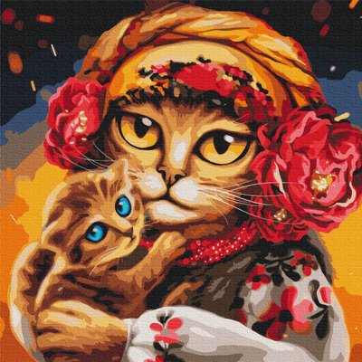 Картина по номерам BrushMe серии Патриот "Семья котиков ©Марианна Пащук" 50х50см BS53117M фото 1