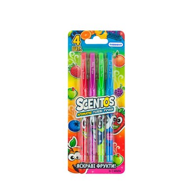 Набір ароматних гелевих ручок Scentos - Яскраві фрукти (4 кольори) фото 1