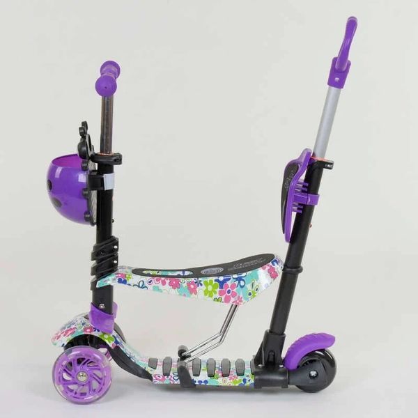 Дитячий самокат - трансформер 5 в 1 з підсвічуванням Best Scooter Сонечко 68995 фіолетовий фото 3