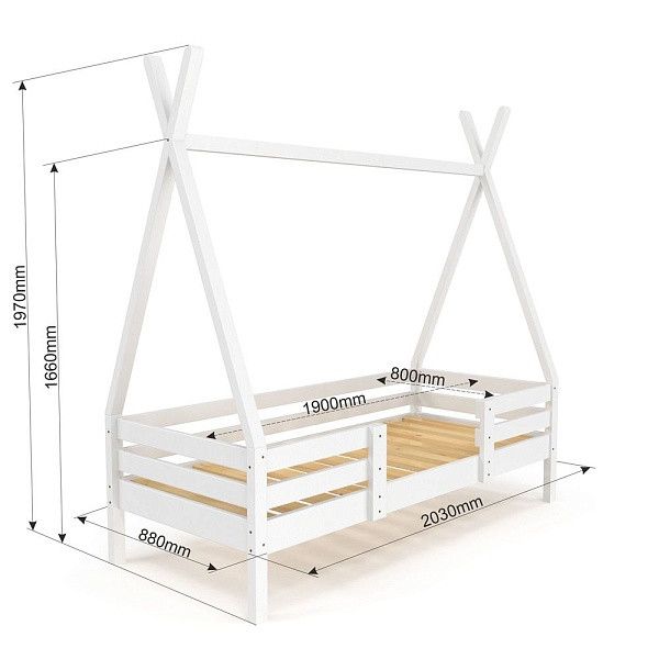 Дерев'яне ліжко для підлітка SportBaby Вігвам біле 190х80 см фото 5
