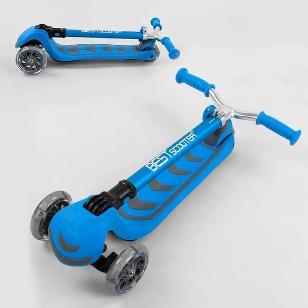Самокат дитячий чотириколісний складаний з підсвічуванням Best Scooter MAXI до 60 кг блакитний Y-00180 фото 6