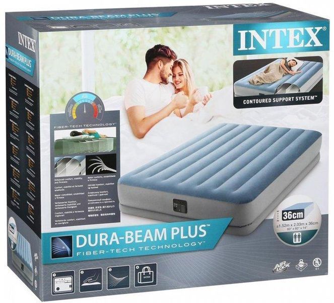 Велюровый надувной матрас для отдыха и сна Intex двойной с электронасосом 152х236х36см 64168 фото 5