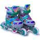 Детские раздвижные ролики 26-29 с комплектом защиты и шлемом Scale Sports Rainbow подсветка колес бирюзовый фото 2