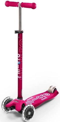 Самокат триколісний дитячий складаний з підсвічуванням MICRO серії Maxi Deluxe Рожевий до 50 кг фото 1