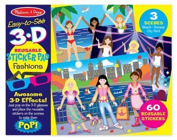 Объемные многоразовые наклейки с 3D очками "Мода" Melissa & Doug MD9374 фото 1