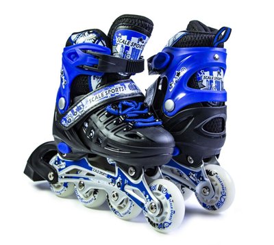 Раздвижные роликовые коньки для подростка 38-42 Scale Sports Blue с подсветкой переднего колеса фото 1