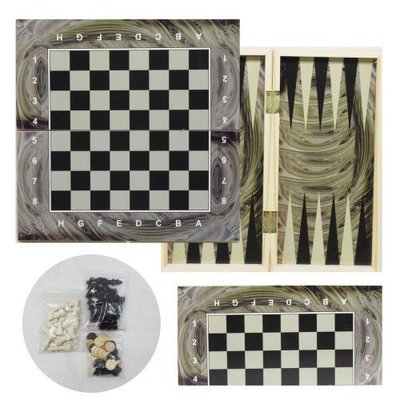 Набір класичних ігор 2 в 1 "Шахи та нарди" на дерев'яній дошці 23х23 см IGR43 фото 1