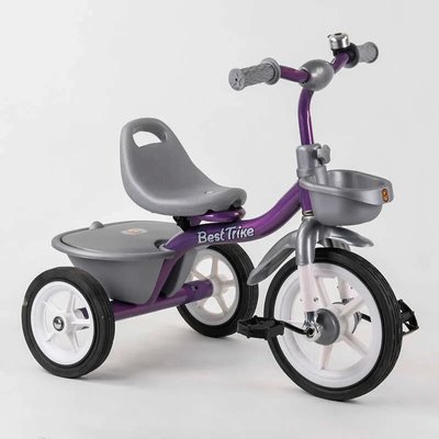 Дитячий триколісний велосипед Best Trike гумові колеса фіолетовий BS-4298 фото 1