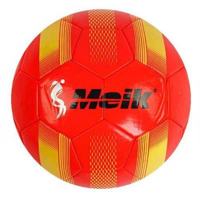 Футбольный мяч №5 Meik Stripes лакированный TPU диаметр 21 см красный C55983 фото 1
