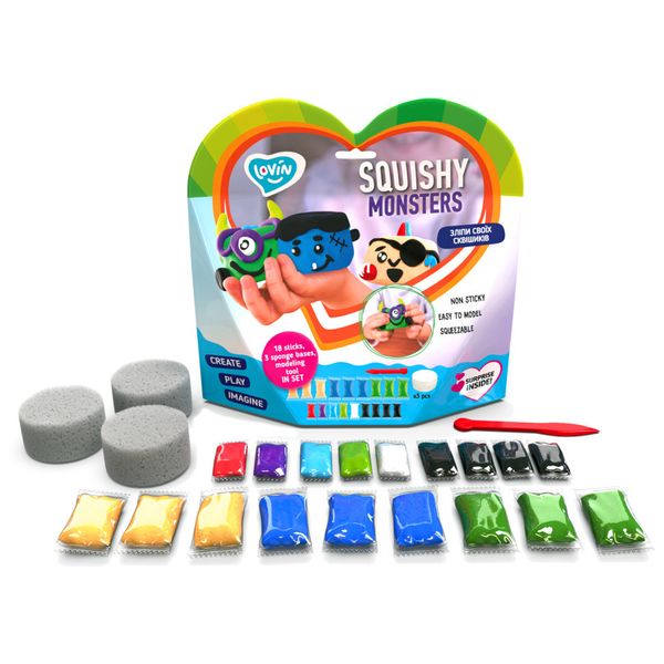 Набор для лепки с воздушным пластилином ОКТО Lovin'do Squishy Monsters 70130 фото 1