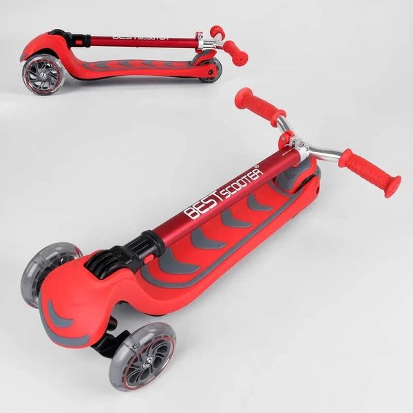 Самокат дитячий чотириколісний складаний з підсвічуванням Best Scooter MAXI до 60 кг червоний Y-00325 фото 5