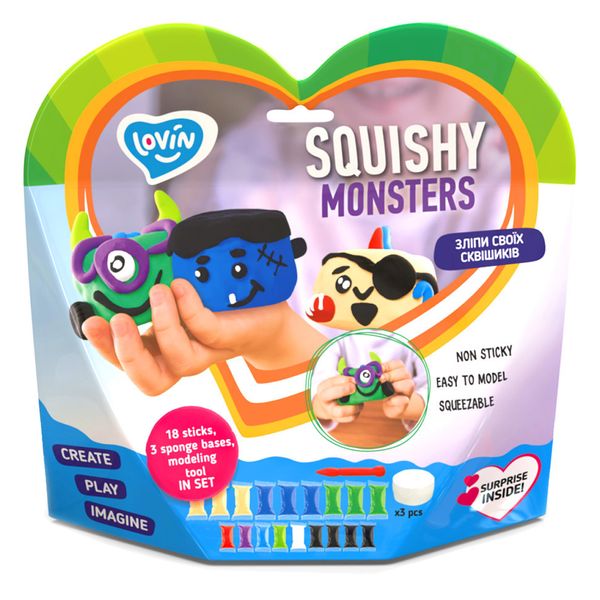 Набор для лепки с воздушным пластилином ОКТО Lovin'do Squishy Monsters 70130 фото 2