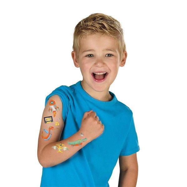 Набір дитячих безпечних тимчасових татуювань SES Creative Металік 50 шт фото 3