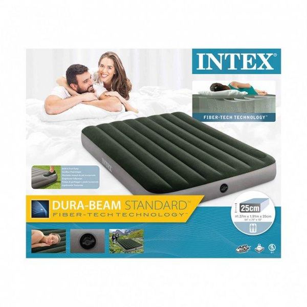 Велюровий надувний матрац для відпочинку та сну Intex полуторний 137x191x25 см з вбудованим насосом 64762 фото 4