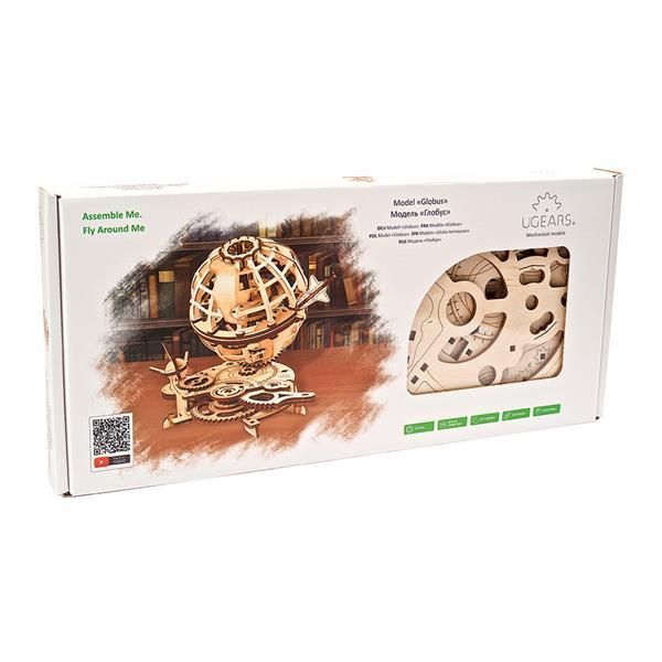 3D конструктор механический деревянный Ugears Глобус 184 детали 70128 фото 8