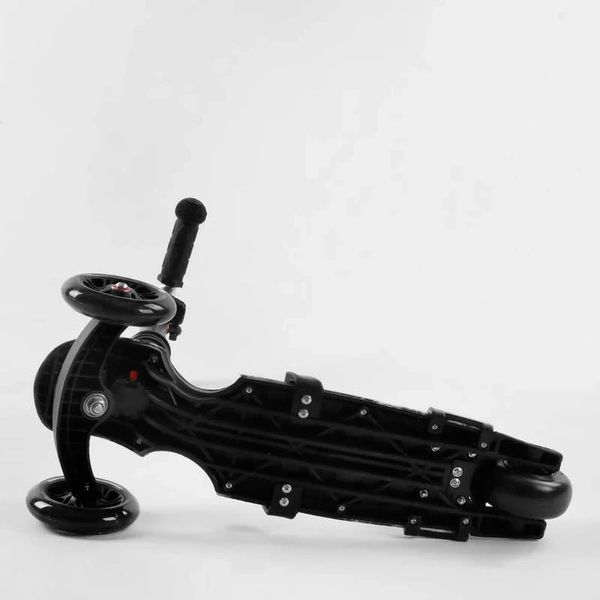Детский самокат - трансформер 5 в 1 с подсветкой Best Scooter Корзинка с принтом черный 41405 фото 4