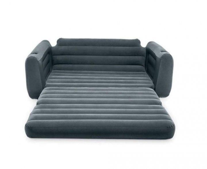 Велюровий надувний розкладний диван для сну Intex подвійний з узголів'ям 224х203х66 см 66552 фото 3