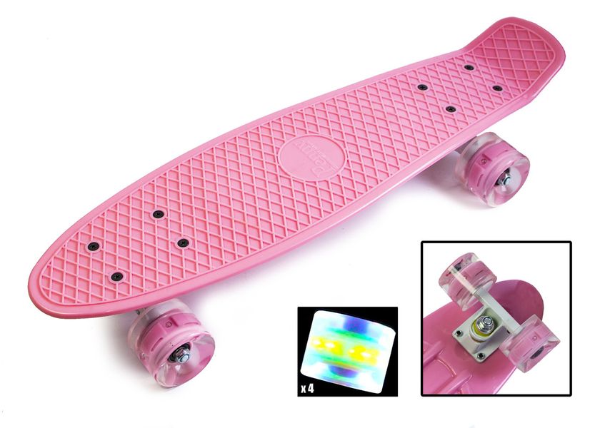 Классический пенниборд для девочек с подсветкой колес серии Pastel Нежно-розовый цвет фото 1