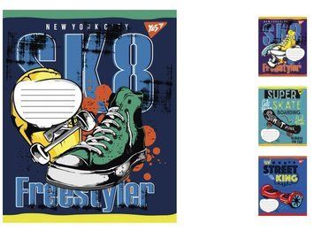 Набір учнівських зошитів Yes Skates формат А5, 12 арк. в клітинку 25 шт. 765760 фото 1