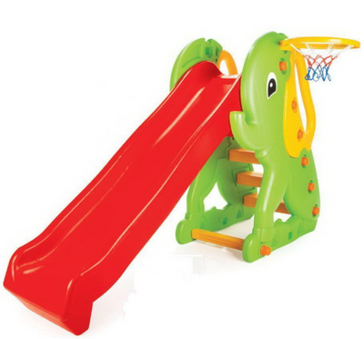 Пластикова дитяча гірка Pilsan "Elephant Slide" зелено-червона 180 см 06-160 фото 1