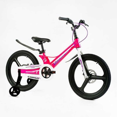 Велосипед подростковый двухколёсный 20" CORSO Connect магниевая рама доп колеса розовый MG-20311 фото 1