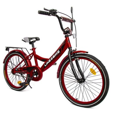 Велосипед підлітковий двоколісний 20" Like2bike Sky сталева рама, дзвінок, бордовий 212001 фото 1