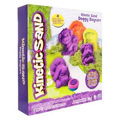 Набор кинетического песка для детского творчества Kinetic Sand DOGGY (фиолетовый, зеленый, формочки, фото 1