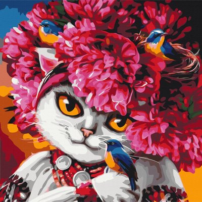 Картина по номерам BrushMe серии Патриот "Цветущая кошка ©Марианна Пащук" 50х50см BS53223M фото 1