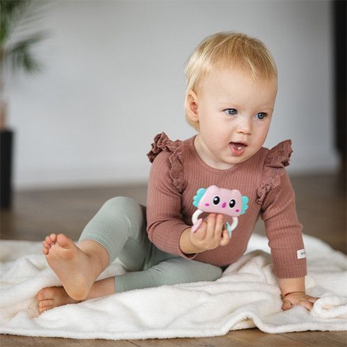 Брязкальце з прорізувачем 0м+ Babyono Совеня рожеве фото 3