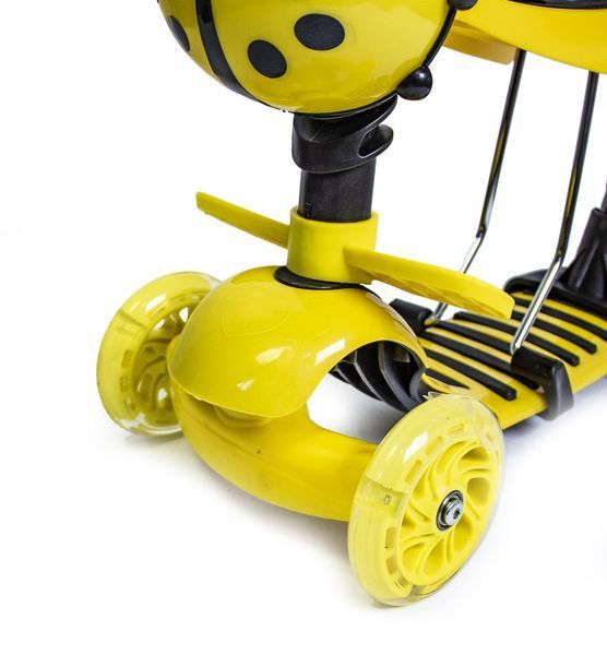 Детский самокат - трансформер 5 в 1 с подсветкой Scooter Божья коровка Yellow фото 3