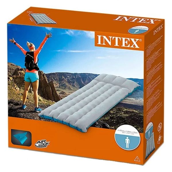 Велюровий надувний матрац для відпочинку та сну Intex одинарний 67х184х17 см 67997 фото 2