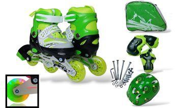 Дитячі розсувні ролики 27-30 з комплектом захисту та шоломом Happy Green ABEC-7 фото 1